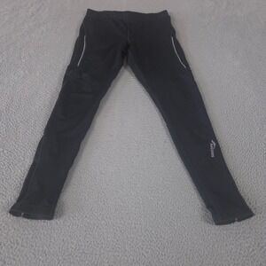 Saucony Pants Mens Large Black Tapered Leg Reflective Ankle Zip Running Tights